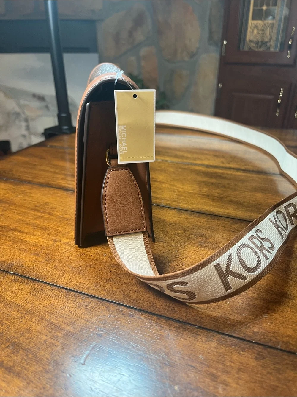 Michael Kors Brown and Black Logo Trim Crossbody